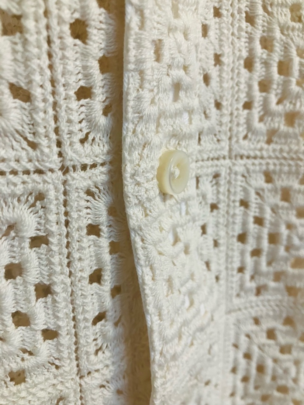 KOTN Gharam Cream Crochet Unisex Button-Up Shirt - Picture 7 of 9